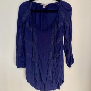Lucky Brand Lace Mixed Peasant Top